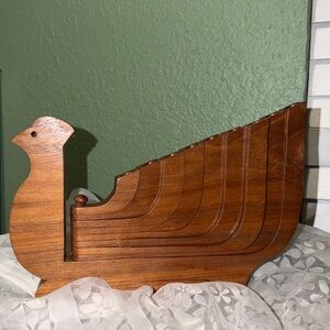 Vintage Exotic Bird Wooden Candelabra: Scandinavian Style 9 Candle Holder